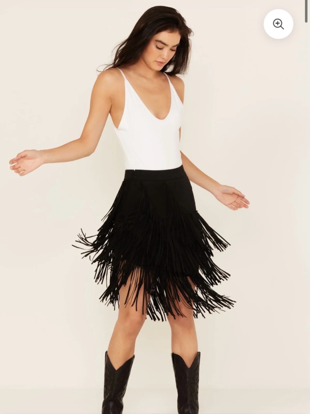 Idyllwind Black Asymmetrical Fringe Mini Skirt
